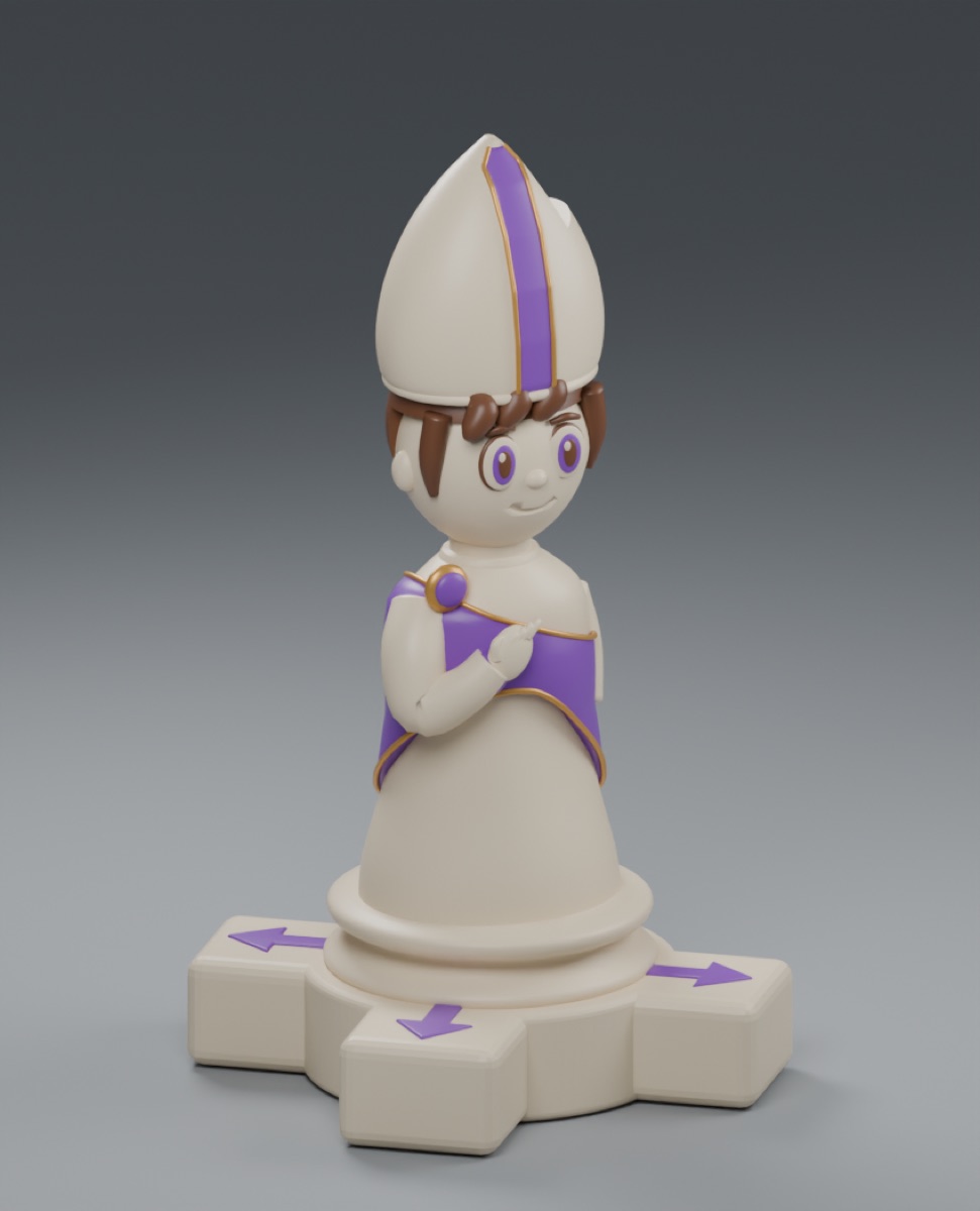 Bishop design with its movement clues on the base