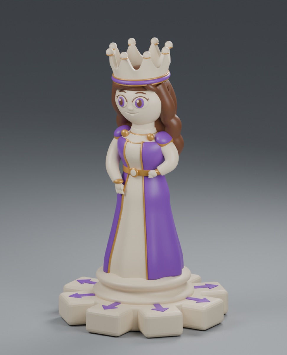 Queen design with its movement clues on the base